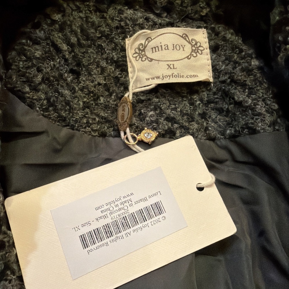 Joyfolie Mia Joy Louve Blazer Charcoal Black Wool Blend Womens Size XL - Picture 5 of 16